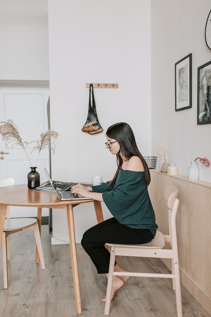 lady working remotely